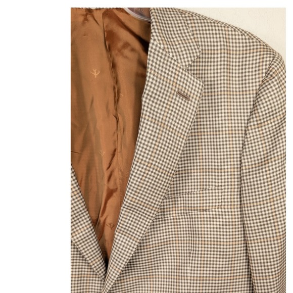 Isaia Other - ISAIA Napoli Men's Cashmere Silk Brown Plaid Blazer Base S IT 56/46R‎ 8R Drop